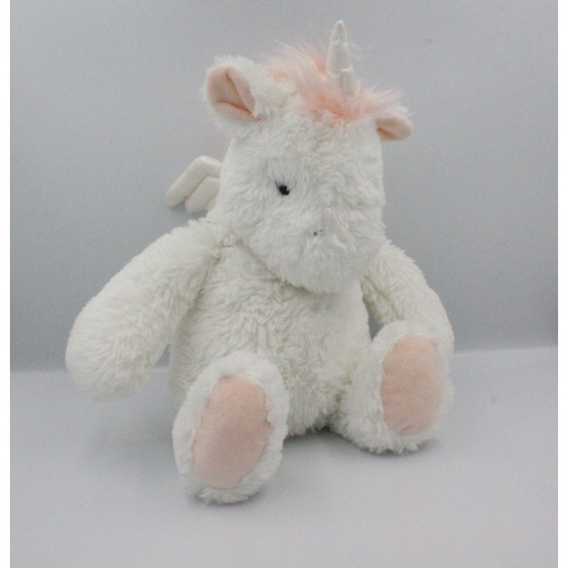 Peluche Doudou licorne blanc rose ailes HOLLY PELUCHE