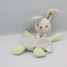 Doudou plat lapin blanc vert gris pois VERTBAUDET