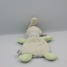 Doudou plat lapin blanc vert gris pois VERTBAUDET