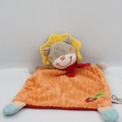 Doudou plat lion orange rouge jaune MOTS D'ENFANTS