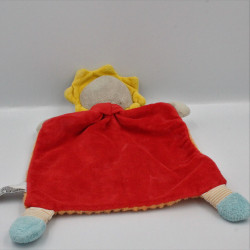 Doudou plat lion orange rouge jaune MOTS D'ENFANTS LOT DE 2