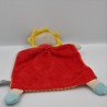 Doudou plat lion orange rouge jaune MOTS D'ENFANTS LOT DE 2