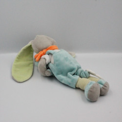 Doudou musical lapin gris bleu vert panda TEX