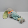 Doudou musical lapin gris bleu vert panda TEX