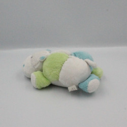Doudou hippopotame blanc vert bleu TIGEX