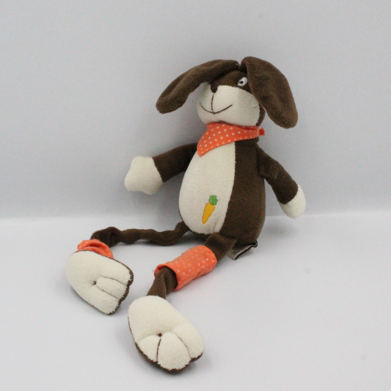 Doudou lapin marron orange aux longues pattes LES PETITES MARIE