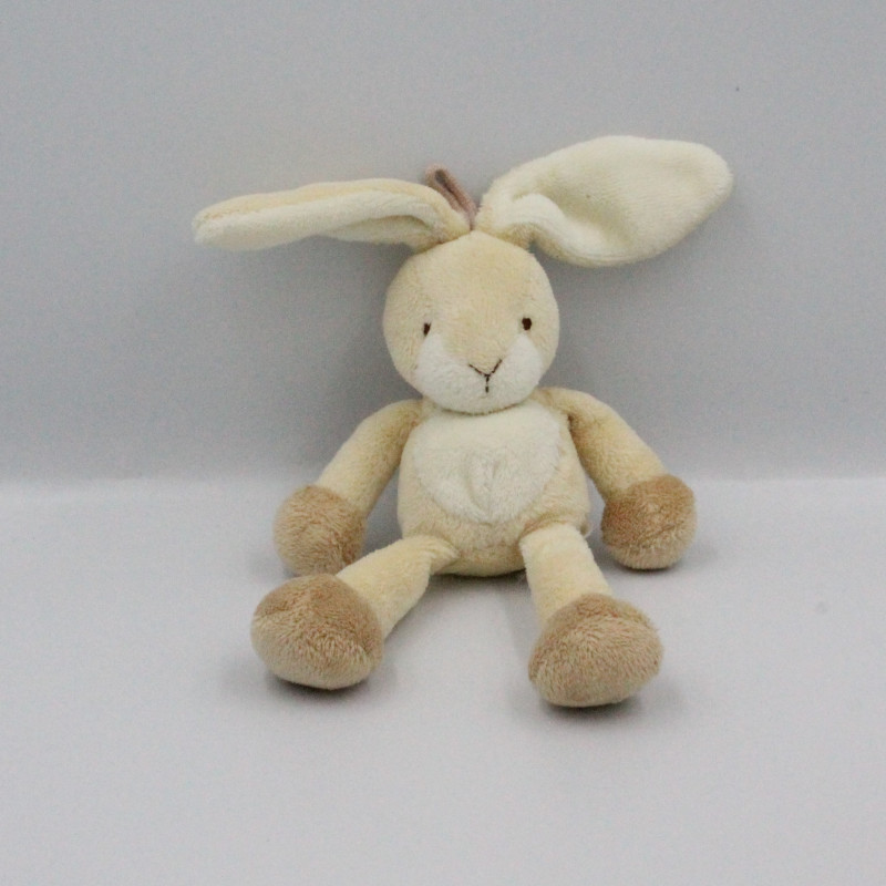 Mini Doudou lapin écru beige blanc NICOTOY 14 cm