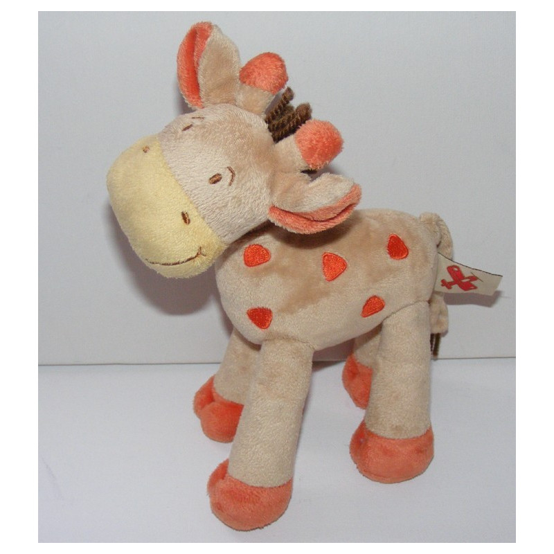 Doudou Girafe orange saumon MOTS D'ENFANTS