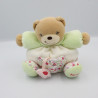 Doudou ours liberty vert blanc fleurs oiseau KALOO