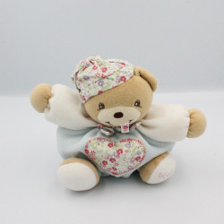 Doudou ours liberty bleu coeur fleurs KALOO