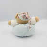 Doudou ours liberty bleu coeur fleurs KALOO