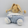Doudou lapin patapouf bleu blanc bus KALOO
