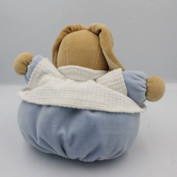 Doudou lapin patapouf bleu blanc bus KALOO