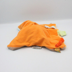 Doudou plat hérisson marron bleu jaune foulard orange NATTOU