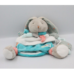 Doudou et compagnie marionnette lapin blanc bleu rayé Puzzle HAPPY
