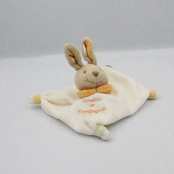 Doudou et compagnie plat lapin blanc col orange
