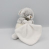 Doudou ours blanc marron tout doux mouchoir flocons BABY NAT 15 cm