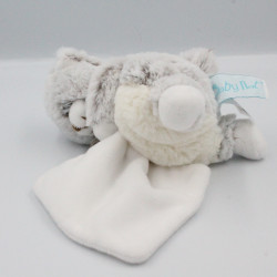 Doudou ours blanc marron tout doux mouchoir flocons BABY NAT 15 cm