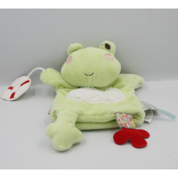 Doudou plat marionnette grenouille verte Nopnop KALOO