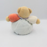Doudou ours bleu vert rouge col mauve 123 KALOO