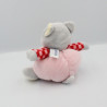 Doudou boule chat gris rose coeur AJENA