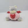 Doudou boule chat gris rose coeur AJENA