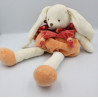 Doudou et compagnie lapin Bonnie blanc orange rouge col étoile