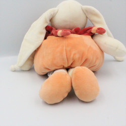 Doudou et compagnie lapin Bonnie blanc orange rouge col étoile
