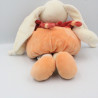 Doudou et compagnie lapin Bonnie blanc orange rouge col étoile