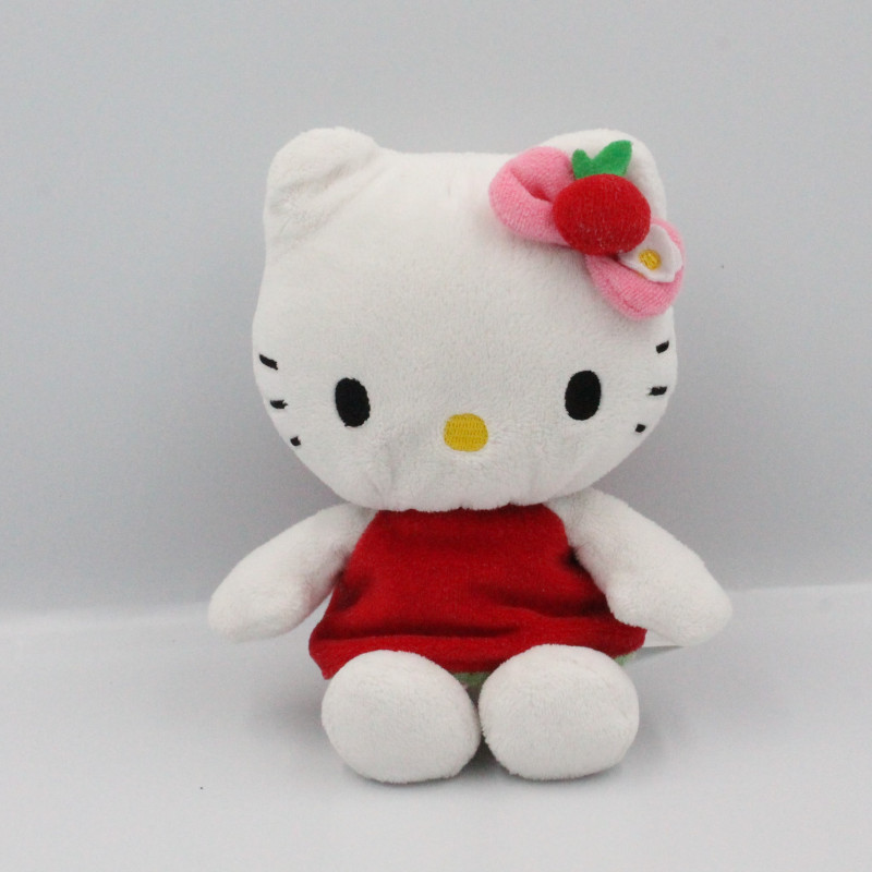 Peluche chat HELLO KITTY robe rouge vert SANRIO LICENSE
