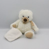 Doudou Ours blanc beige avec mouchoir Baby Nat