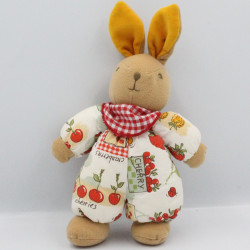 Doudou lapin blanc vert rouge cerises AJENA