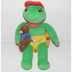 Peluche tortue Franklin avec doudou ours martin JEMINI