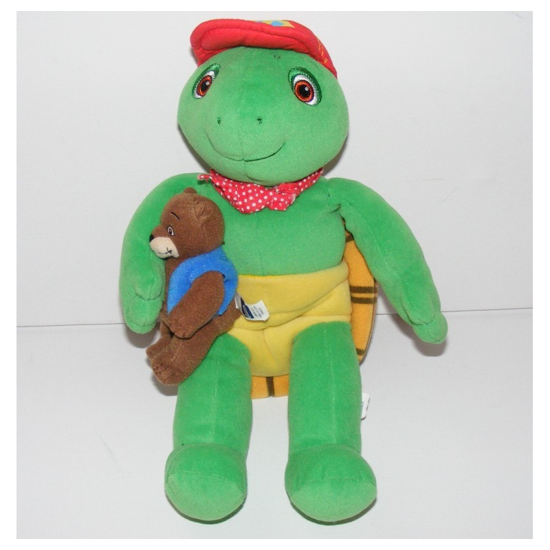 Peluche tortue Franklin avec doudou ours martin JEMINI