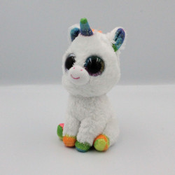 Peluche licorne blanc vert bleu rose Gros yeux brillant TY