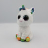 Peluche licorne blanc vert bleu rose Gros yeux brillant TY