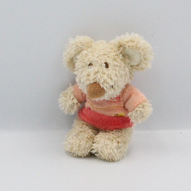 Mini doudou souris beige rose orange TEX