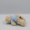 Mini doudou ours beige bleu TEX