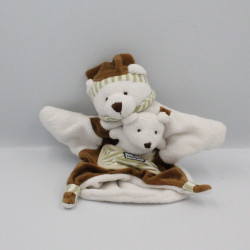 Doudou et compagnie marionnette ours marron avec bébé