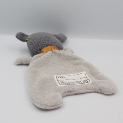 Doudou plat lapin monstre gris rose IKKS