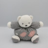 Doudou Ours gris rose oiseaux ZEN KALOO