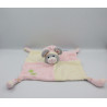 Doudou plat souris rose blanc feuilles GIPSY