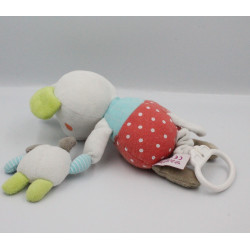 Doudou musical souris blanche rouge bleu vert POMMETTE