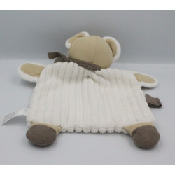 Doudou plat ours blanc beige marron NICOTOY SIMBA TOYS