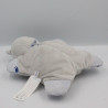 Doudou semi plat ours gris bleu rayé baleine BOUTCHOU BOUT'CHOU