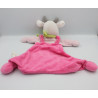 Doudou plat vache rose gris foulard vert poussin NICOTOY