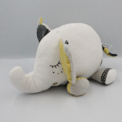 Doudou éléphant blanc gris jaune Babyfan SAUTHON