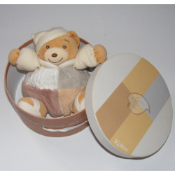 Doudou plat ours patchwork gris marron sable KALOO