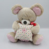 Doudou musical souris beige rose étoiles MOTS D'ENFANTS