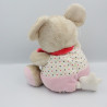 Doudou musical souris beige rose étoiles MOTS D'ENFANTS